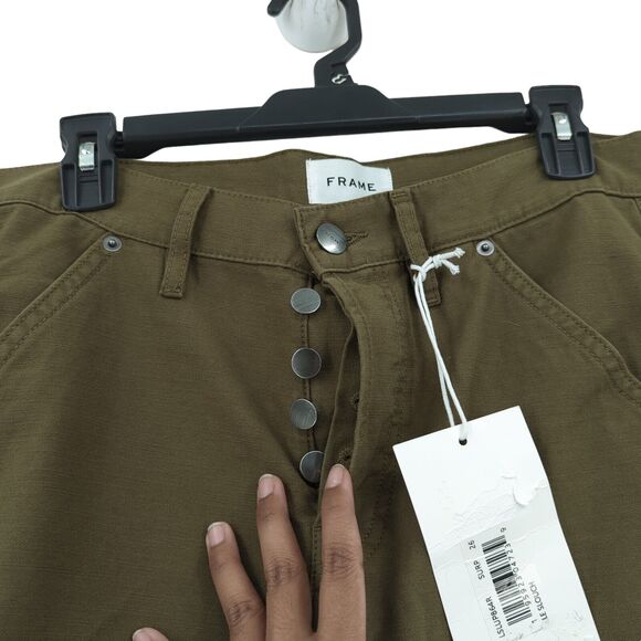 FRAME Women 26 Le Slouch Utility Straight Leg Jeans Surplus Green Low Rise NEW - Picture 4 of 8